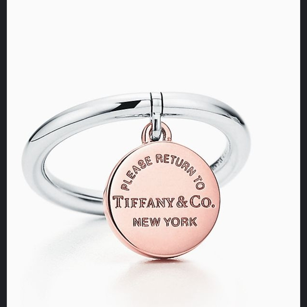 Tiffany & Co. Silver Ring with Rose Gold Disc Charm